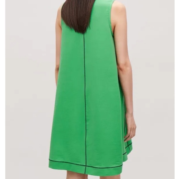 COS Mini Dress With Coverstitched Seams Apple Green Blokettecore Sz S Oversized - Picture 12 of 13